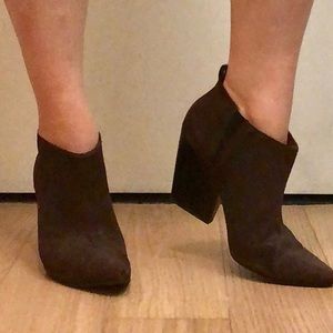 Rebecca Minkoff brown suede heeled booties